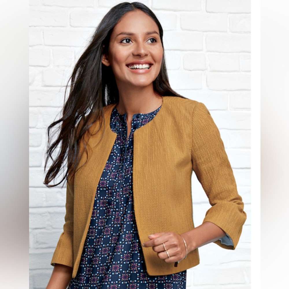 LOFT Flare Sleeve Mustard Blazer - M